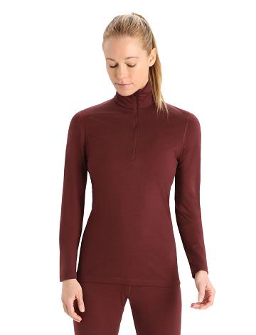 Espresso Icebreaker Merino 200 Oasis Long Sleeve Half Zip Thermal Top Women's One Piece & Sets | AU 1754RVDW